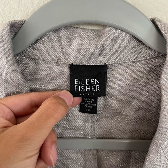 Eileen fisher linen metallic silver blazer - Picture 3 of 9